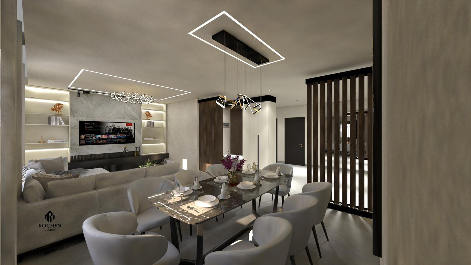 Villa Interior Excellence in El Echatt: A Symphony of Form and Light - Image 4